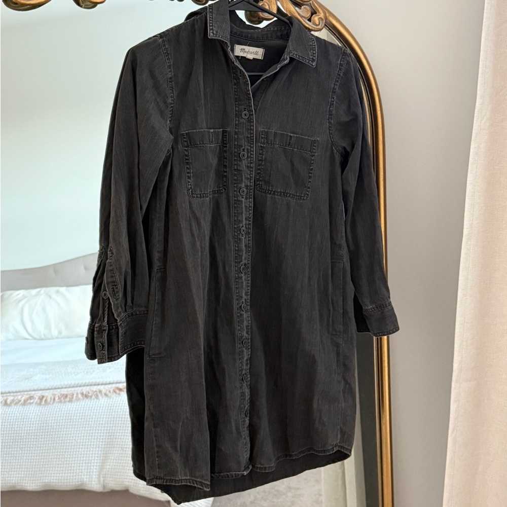 Madewell Charcoal Button-Up Dress XS